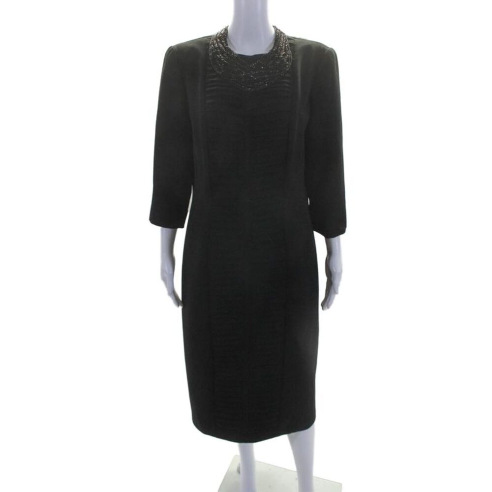 Carina New York Womens Beaded Long Sleeve Zip Up Maxi Dress Black Size 14
